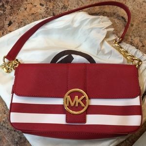 Michael Kors red and white handbag
